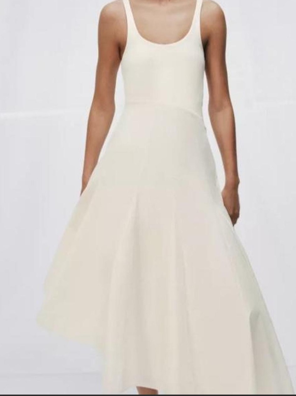Zara Cream Scoop-Neck Midi Dress
